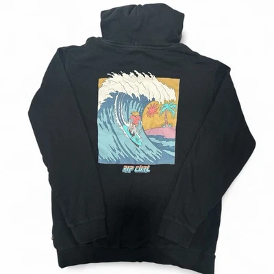 Pulôver com capuz Rip Curl tamanho médio preto surf - Imagem 1 de 4