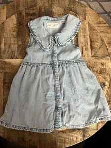 VESTIDO DENIM ABOTONADO SIN MANGAS ZARA NIÑAS TALLA 3T - Imagen 1 de 3