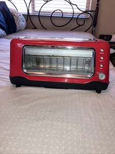 DASH CLEAR VIEW TOASTER, RETRO RED, EXTRA WIDE SLOT, EASY CLEAN UP, VINTAGE! - Picture 1 of 3