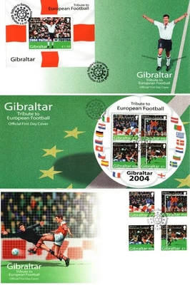 Gibraltar 2004 Tribute to European Football MS & Stamps First Day Cover FDC £1.5 - Image 1 of 4