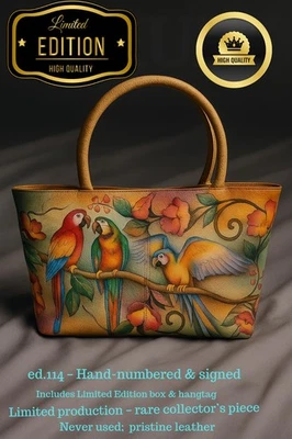 Bolso de Mano Anuschka Edición Limitada 488-MCW Guacamayos Cuero Pintado a Mano ed.114 Nuevo Foto 1 de 4