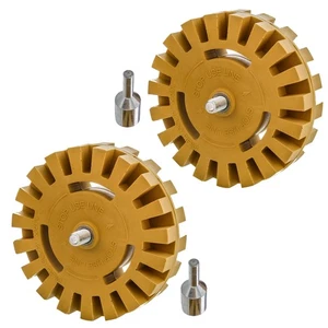 2pk 4" Rubber Eraser Wheel Tool, Drill Adapter Adhesive, Decal, Graphic Remover - Picture 1 of 1