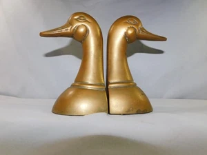 Par de extremos de libro de cabeza de pato de latón 6 1/2" MCM Mallard Bird de colección - Imagen 1 de 6