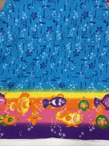 Donna Dewberry Fabric Remnant Wide Fish Rainbow Border Approx.  58x45 Springs. - Picture 1 of 4