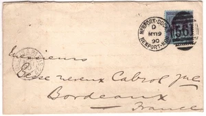 WALES - MONMOUTH, NEWPORT DOCKS 1890 "561" (3VODNM)  ENVELOPE TO FRANCE - Picture 1 of 2