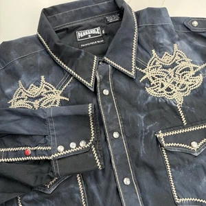 Panhandle Slim Pearl Snap Shirt Mens XXL Black Western Rodeo Cowboy Embroidered - Picture 1 of 13