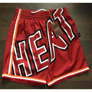 MIAMI HEAT MENS blowout fashionMitchell & Ness NBA BASKETBALL SHORTS RED/ORANGE - Picture 1 of 11