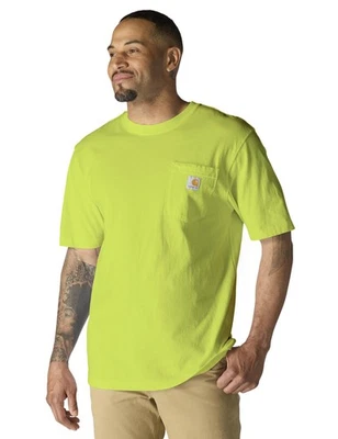 Carhartt K87 Men's Heavyweight Short-Sleeve Pocket T-Shirt Large Tall Brite Lime - Image 1 of 4