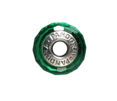 Authentic Pandora Faceted Dark Green Fascinating Murano Glass Charm Retired 925 - Image 1 of 4