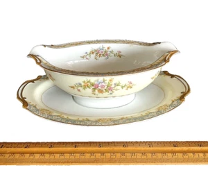 1930er Vintage Noritake Japan NAOMI 674 Sauciere auf festem Unterteller - Bild 1 von 3