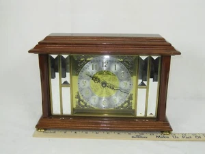 Vintage Ansonia Gold Medallion Mantle Clock #1345 c Bevelled Mirror AA Battery - Picture 1 of 11