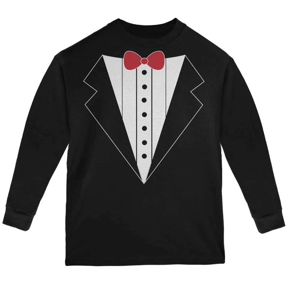 Disfraz de Esmoquin Camiseta Negra Juvenil Manga Larga Foto 1 de 1