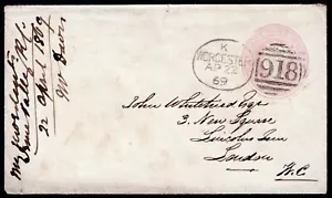1869 1d Pink Superb WORCESTER SPOON Seventh Recut (R7) Scarce - Picture 1 of 2