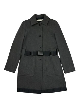 MIU MIU AÑOS 90 ABRIGO DE LANA MUJER VINTAGE GRIS CON CINTURÓN HECHO EN ITALIA TALLA IT 42 US 6 M Foto 1 de 4