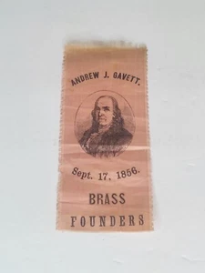 1856 Cinta de los fundadores de latón Andrew J. Gavett Benjamin Franklin Imagen LEER - Imagen 1 de 7