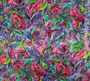 VTG HI FASHION FABRIC Tropical Floral Metallic Shimmer 90s VIBRANT Pink Purple - Picture 1 of 6