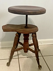 Antique Adjustable Piano Chair Stool Charles Parker Co. Meriden Ct - For Restore - Picture 1 of 20