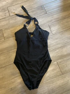 Costume da bagno donna Robin Piccone 1 pezzo tuffo nero 12 nuovo senza etichette - Foto 1 di 4