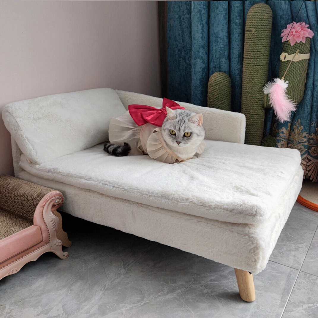 Hundebett Als Sofa Mit Holzbeinen – Tech-Stoff, 95x62x32 Cm, Für Hunde Bis Ca. 11 Kg
