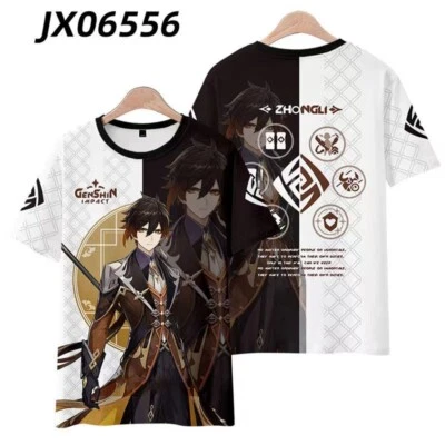 Camiseta Otaku Harajuku Anime Genshin Impact Zhongli Juegos con disfraces Manga Corta Regalo Foto 1 de 4