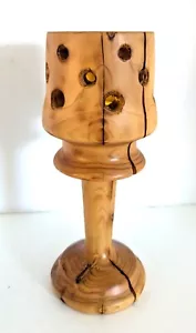 Calice o calice in legno tornito e intagliato 9,5" per candela Halloween - Foto 1 di 6