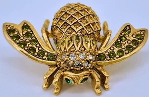 Signed Joan Rivers Pineapple Bee Brooch Bling - Picture 1 of 7