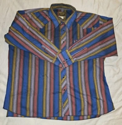 Camisa Western Rustler de Colección Para Hombres 2XL XXL Rayas Grandes Perla A Presión Colas X Largas Foto 1 de 4