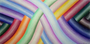 "MUSTER", Buntstift auf Papier, 12" x 24", 2016, Drähte, Röhren, Verkabelung, Schläuche - Bild 1 von 2