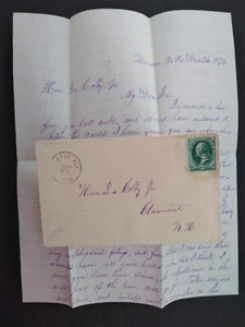 New Hampshire: East Plainfield 1872 Cover + Meriden Letter, DPO Sullivan Co - Imagen 1 de 5