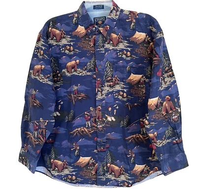 Vintage Chaps Ralph Lauren Button Down Shirt Men's XL Camping Fishing Bears - Image 1 of 4