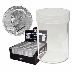(Pack of 12) BCW Clear Round Coin Tubes SILVER DOLLAR SIZE Heavy Duty Screw Top - Picture 1 of 1