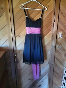 Trixxi Junior dress, black with pink sash, sleeveless, size M, new with tag.