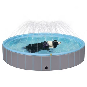 Piscina per Cani Gatti Con Getto D'Acqua Pieghevole Vasca Da Bagno Portatile Bac - Foto 1 di 13