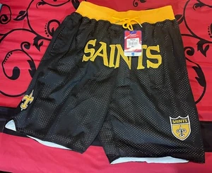 JUST DON NEW ORLEANS SAINTS MESH SHORTS NEW IN PLASTIC SIZE XL NWT - Picture 1 of 2