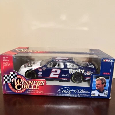 NASCAR #2 Rusty Wallace Mobil 1 Ford Taurus Winners Circle 1:24 1998 Unopened - Image 1 of 4