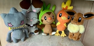 5 GENUINE LICENSED Pokemon Plushies Banette, Bunnelby, Chespin, Torchic & Eevee - Picture 1 of 16