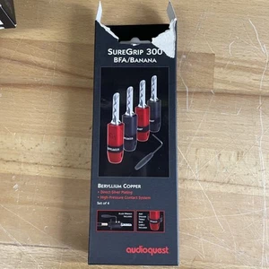AudioQuest SureGrip 300 Silver BFA (set of 4) Speakerwire Banana Connectors - Zdjęcie 1 z 2