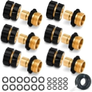 Brass Quick Connect Hose Connector Set, Easily Add Attachments To Garden Hose Of - Picture 1 of 12