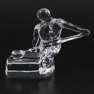 ORREFORS CRYSTAL GLASS FOUNDRY METAL WORKER CRAFTSMAN FIGURE SIGNED - Picture 1 of 6