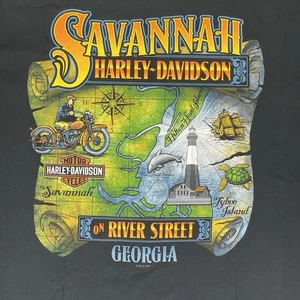 T-shirt Harley Davidson 2012 taglia large River Street Savannah Georgia nera nuova - Foto 1 di 8