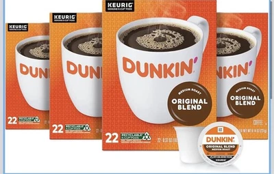 Dunkin' Original Blend Medium Roast Coffee 88 Keurig K-Cup Pods *FRESH NEW*