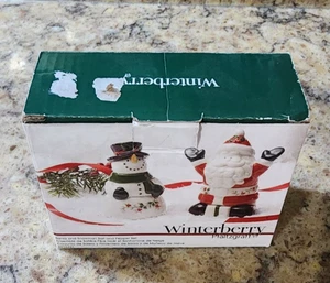 Pfaltzgraff Winterberry Salz & Pfeffer Set Vintage Weihnachten Weihnachtsmann & Schneemann mit Karton - Bild 1 von 5
