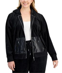 Calvin Klein Womens Velvet Comfy Zip Hoodie Sweatshirt, Black, Plus Size, 1X - Picture 1 of 1