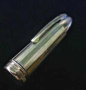 UNGEWÖHNLICHER VINTAGE 50er JAHRE VERGOLDETER MESSING STIFT TASCHENPUDER/MAKE-UP PINSEL - JAPAN - Bild 1 von 6