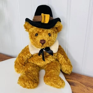TEDDY BEAR Pilgrim Bean Plush 9” Thanksgiving Harvest Time Stuffed Animal 2000 - Picture 1 of 9