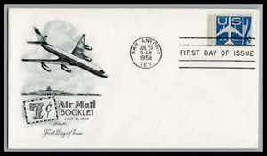 US FDC # C51av 7c Blue Jet Silhouette Artmaster from Bklt selvedge 1958, 9p645 - Picture 1 of 1