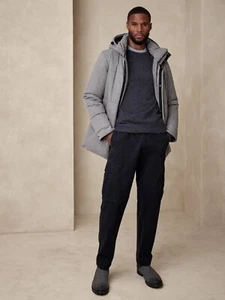 Banana Republic Mens Hooded Puffer Jacket Grey Brand New NWT Gray Winter Fall - Picture 1 of 9