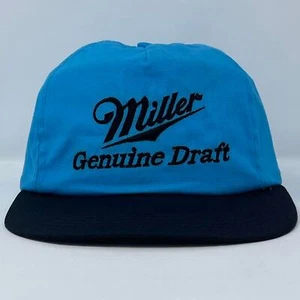 Vintage miller Genuine Draft beer hat snap back 90s blue black made in USA - Picture 1 of 5