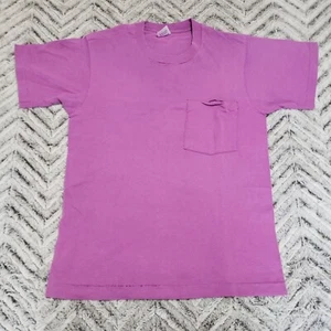 Vintage BVD Blank Pocket T-shirt Medium Single Stitch Tee USA Pink Purple - Picture 1 of 10