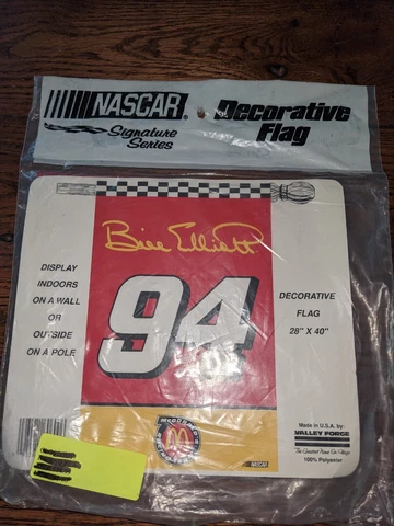 Vintage NASCAR Signature Series Bill Elliott #94 McDonald's Decorative Flag New Cover